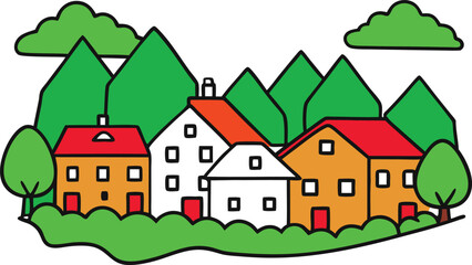 Whimsical Home Embraced by a Majestic Tree Vector Illustration Perfect for Kids
