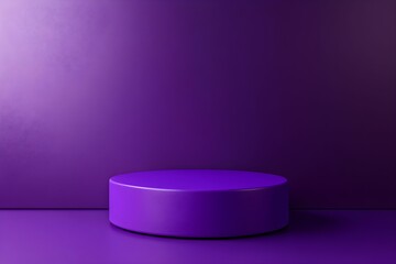 Minimalist purple display platform in a vibrant studio setting with even lighting
