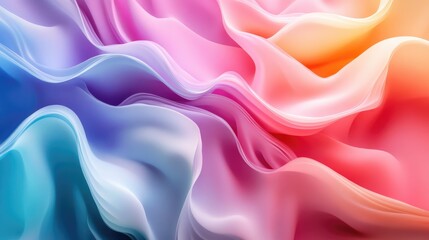 Obraz premium ** Colorful Abstract Flowing Fabric Waves in Gradient Hues, Smooth and Serene Textures, Vibrant Art Background