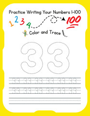 Number tracing Worksheets for kids 
