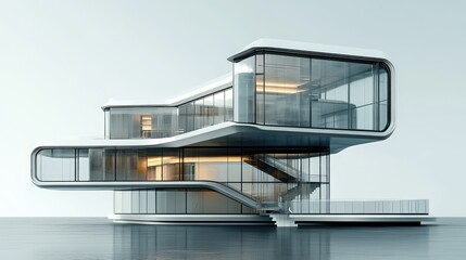 Fototapeta premium Modern Futuristic Glass House on Water