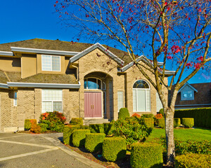 Entrance of luxury house with nice landscape at day time in Vancouver, Canada