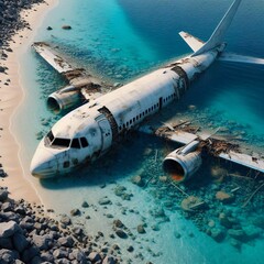 Fototapeta premium Plane wreck at the beach