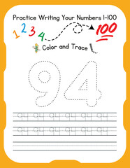 Number tracing Worksheets for kids 