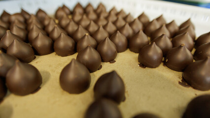 Chocolate candy production of big factory.