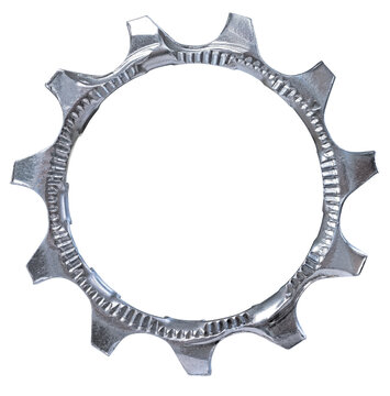 Sprocket from a bicycle derailleur on an isolated background.