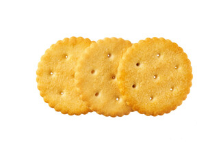Crackers isolated. Round crackers isolated on white background , top view.