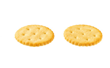 Crackers isolated. Round crackers isolated on white background.