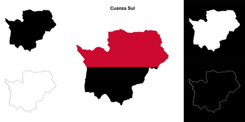 Cuanza Sul province outline map set