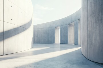 Obraz premium Modern Minimalist Architecture with Curved Concrete Walls