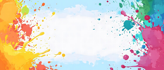 Vibrant Color Splashes on White Background - Abstract Art Concept