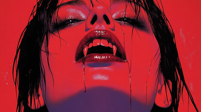 The girl's mouth is a vampire.