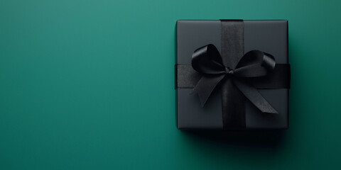 Gift box with black ribbon, minimalist design, ideal for Christmas, Black Friday, and special occasions concept