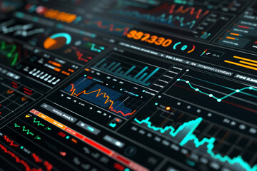 Obraz premium Close view of a digital financial dashboard highlighting drastic market shifts, a modern take on economic analysis