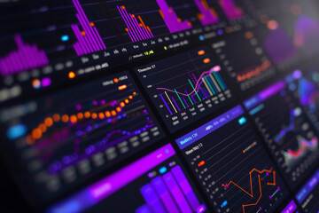 Fototapeta premium Close view of a digital financial dashboard highlighting drastic market shifts, a modern take on economic analysis