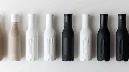 Array of High-Tech Smart Water Bottles Displaying Innovative Features for Hydration Tracking