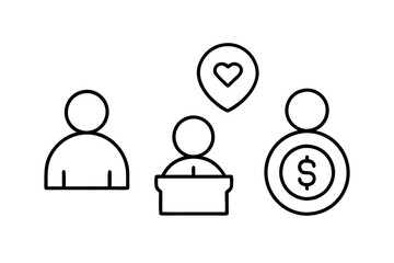 Donation icons Pixel perfect. Charity, finance, team,