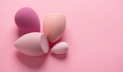 Beauty blender sponges set for Makeup liquid foundation, face make-up egg blender. Applying...