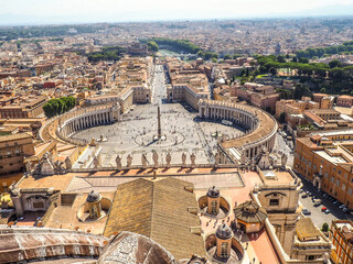 Fototapeta premium View of Saint Peter Square in Vatican, Rome, from basilica dome