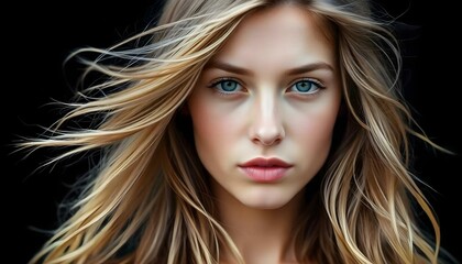 Obraz premium young woman confidently shows her clear and no make-up skin in a candid portrait