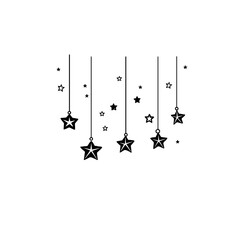 Naklejka premium Hanging Star Ornaments and Falling Stars Design 