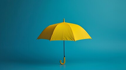 Yellow umbrella on a vibrant blue background