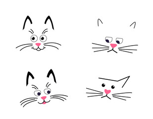 Happy  Cute cat is sitting. A cozy house. Vector illustration in a flat style.