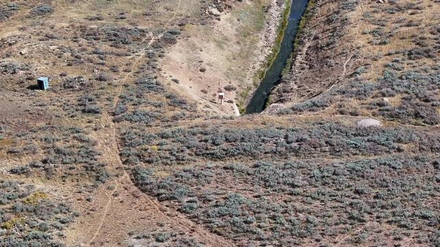 Aerial Narrows water project Fairview Skyline mountain Utah. Sanpete County Utah intends to construct a dam and reservoir. Started 80 years ago before environmental protests.