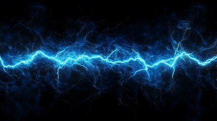 Fototapeta premium Abstract blue lightning bolts on black background