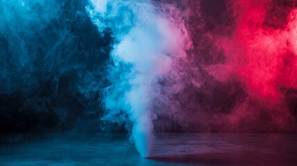 Naklejka premium Abstract blue and red smoke merging in a dark background
