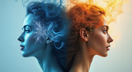 A visual representation of duality through the changing seasons of winter and autumn