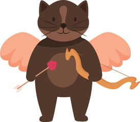 Cute cupid cat is holding a bow and arrow, ready to spread love