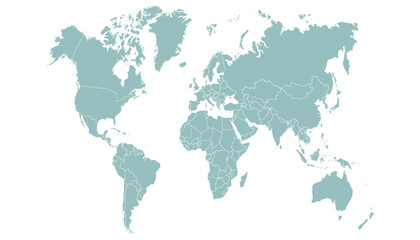 World map. Grey modern vector map. Silhouette map