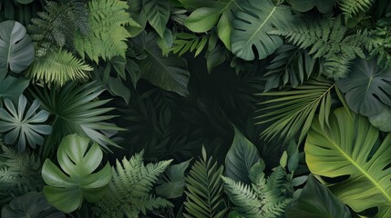 Lush green leaves create a vibrant and textured backdrop in a natural setting