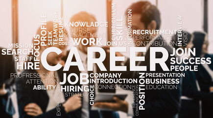 Human Resources Recruitment and People Networking Concept. Modern graphic interface showing...