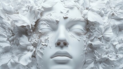 A Serene White Floral Sculpture Infused with Nature's Elegance and Artistic Expression