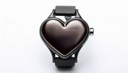  Heart-shaped fitness tracker, symbolizing health, isolated on white background