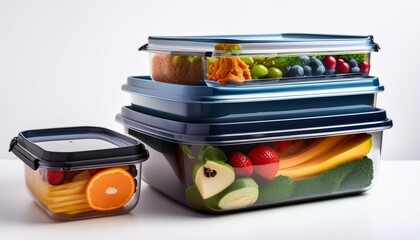  Meal prep containers with sleek design, set on a white background