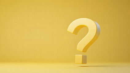 White Question Mark on Bright Yellow Background - Concept of Curiosity and Inquiry