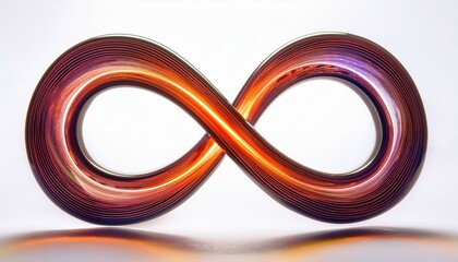infinity loop with glowing edges, representing eternity, isolated on white background 
