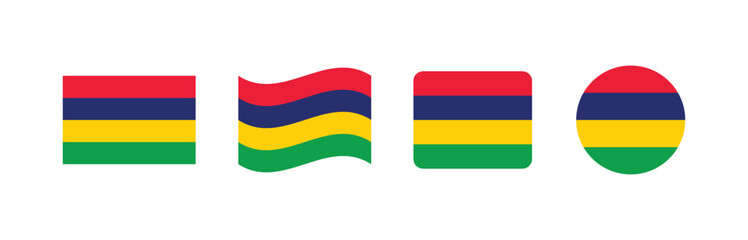 Vector Mauritius flag. Set of Mauritius Flags Collection. 