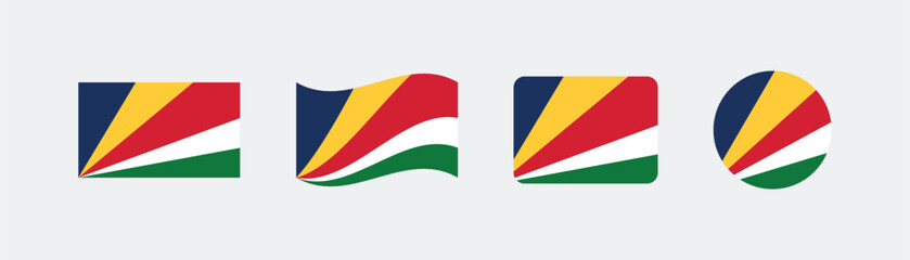 Vector Seychelles flag. Set of Seychelles Flags Collection. 
