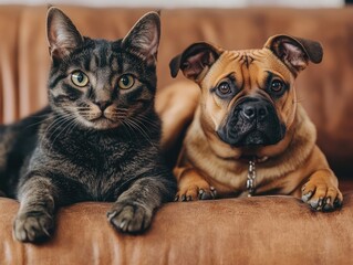 Cat and dog sitting together --ar 4:3 --v 6.1 Job ID: f18a4e24-4194-42aa-b14b-a988a14e7eba