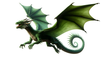 Obraz premium A Green Dragon isolated on a white background.