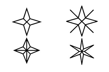 Fototapeta premium Stars line art icon. Vector four-pointed star for logo, social media stories