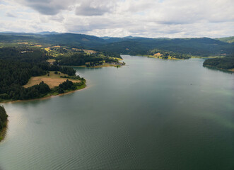 A beautiful lake with mountains in the background
