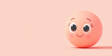 Cute Blushing Emoji with Shy Eyes on Light Peach Background