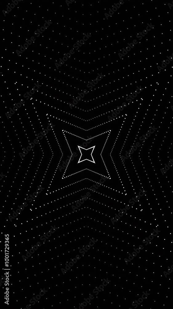 Fototapete 3d space effect with pattern of dots. Animation. Hypnotic effect of immersion in animation with pattern of dots. Movement in flow of pattern of dots on black background