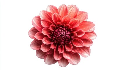 A single, vibrant pink dahlia flower isolated on a white background.