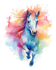 Gift a friend a multicolor baby horse watercolor with a delightful Spectral Colors